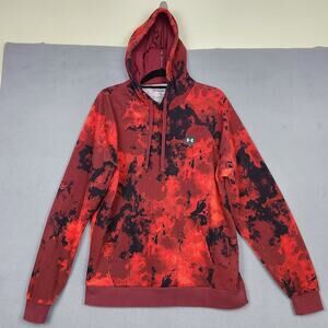 UNDER ARMOUR Hyper Dye Hoodie Mens Large Red Camo Loose Fit Sweatshirt 1373712